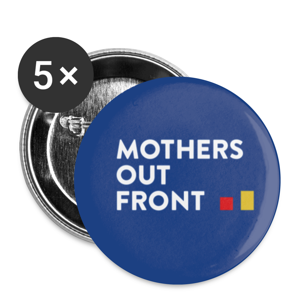 Blue Mothers Out Front Buttons small 1'' (5-pack) - white